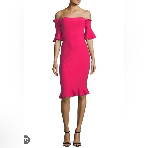 Milly Pintuck Off-the-Shoulder Sheath Dress Size Small - Picture 1 of 2